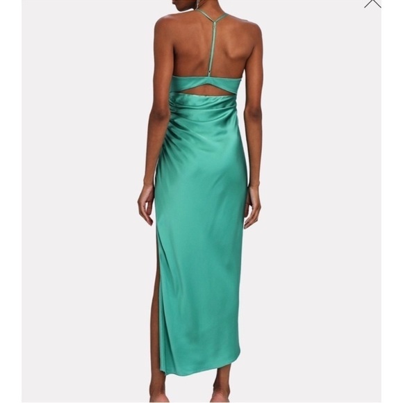 The Sei Cut Out Ruched Silk Midi Dress in Jade Size: 2 - Picture 16 of 16